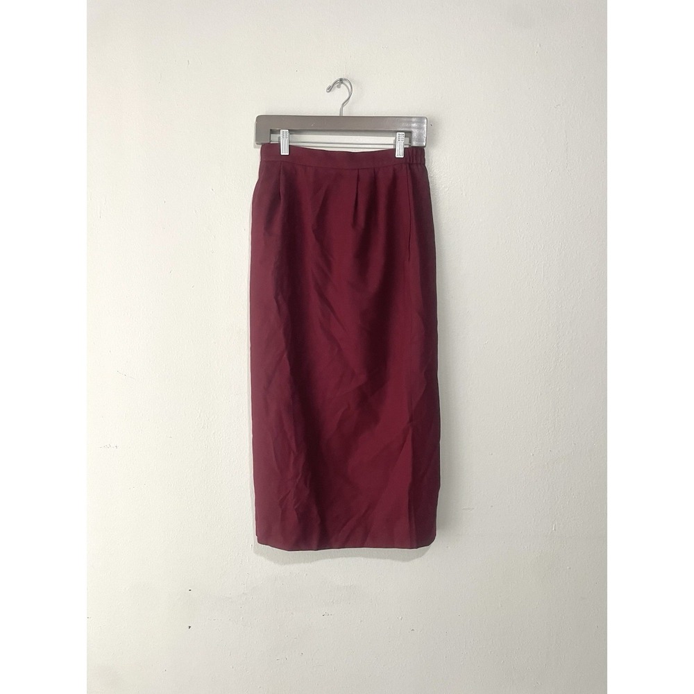 Vintage Talbots Pencil Skirt Womens Size 6 100% Wool Business Career Burgundy